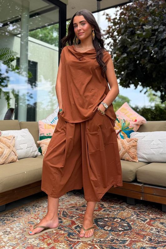 Oscar Drape Trapeze Tank Hazelnut